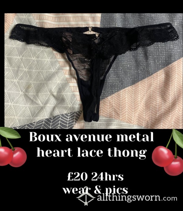 Boux Avenue Metal Heart Lace Thong🖤 | 24hrs Wear & Proof Of Wear Pics🔥