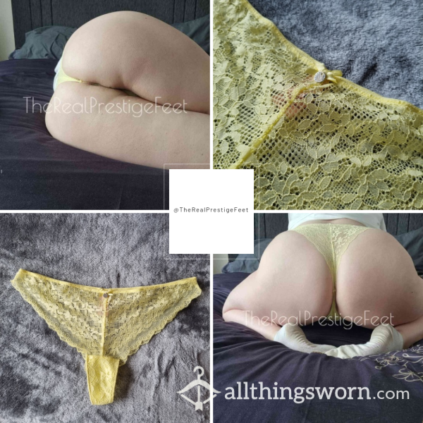 Boux Avenue Pale Yellow Lace Thong | Size 16 | Standard Wear 48hrs | Includes Pics | See Listing Photos For More Info - From £18.00