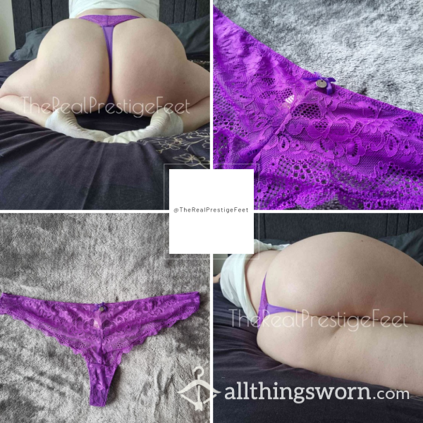 Boux Avenue Purple Lace Thong | Size 16 | Standard Wear 48hrs | Includes Pics | See Listing Photos For More Info - From £18.00