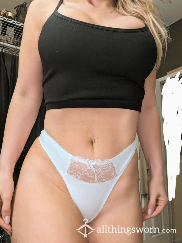 Bow Front White Thong