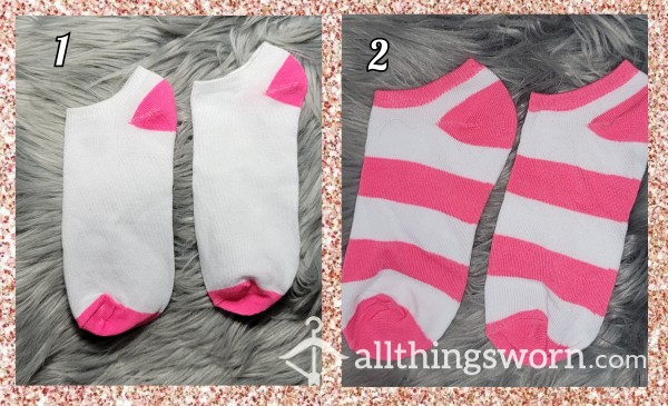 Brand New Pink And White Ankle Socks