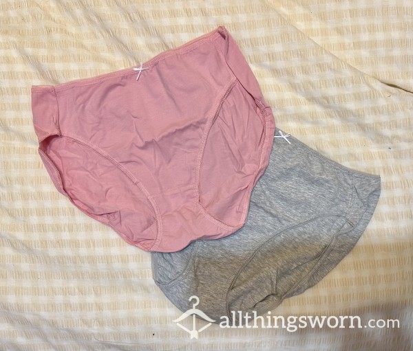Brand New Soft Cotton Knickers - Pink Or Grey