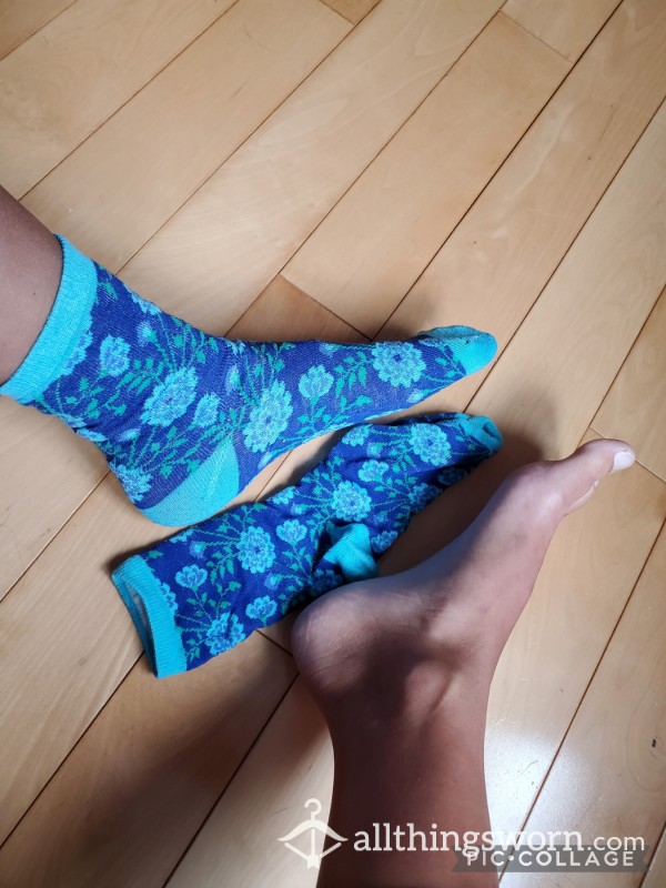 Bright Blue Flower Socks