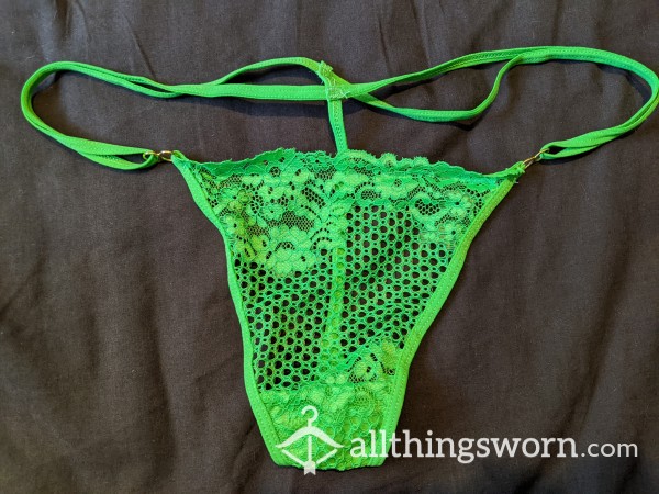 Bright Green Lace G-string Thong