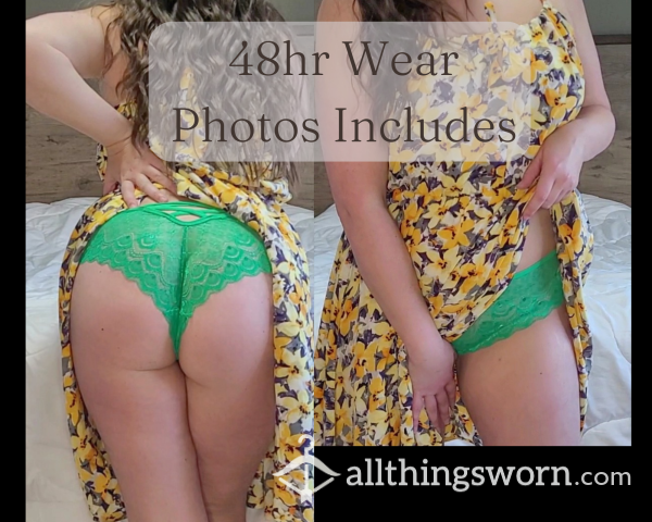 Bright Green Lacy Cheekies 💚 Worn 48hr Upon Purchase Or However You'd Like 😈