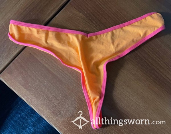 Bright Orange And Pink Cotton Thong ✨