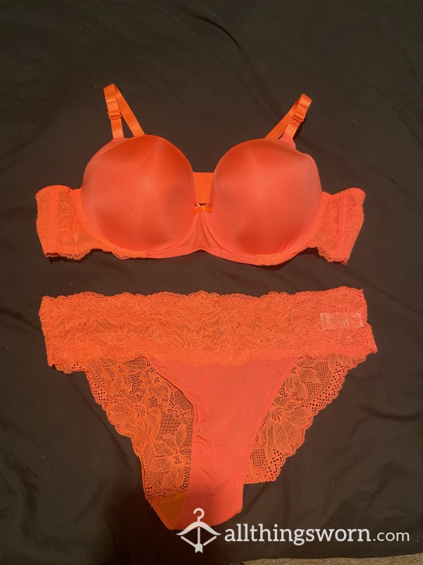 Bright Orange Bra And Panty Set