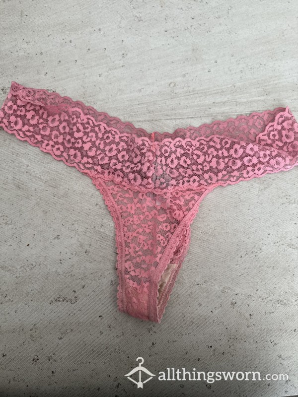 Bright Pink Lace Thong