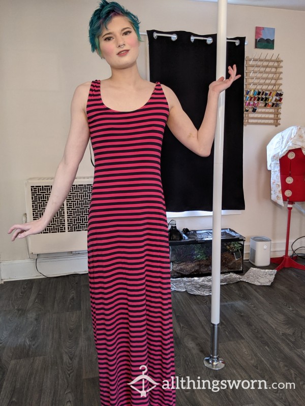 Bright Pink Striped Maxi Dress