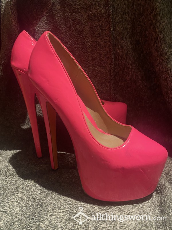 Bright Pink Stripper Heels