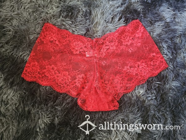 Bright Red Lace Panties