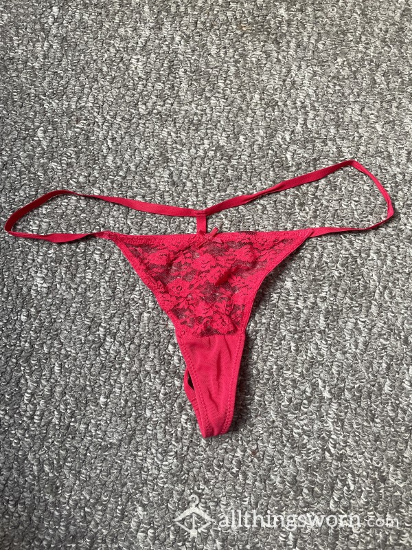 Bright Red Lingerie Lacey G String Thong