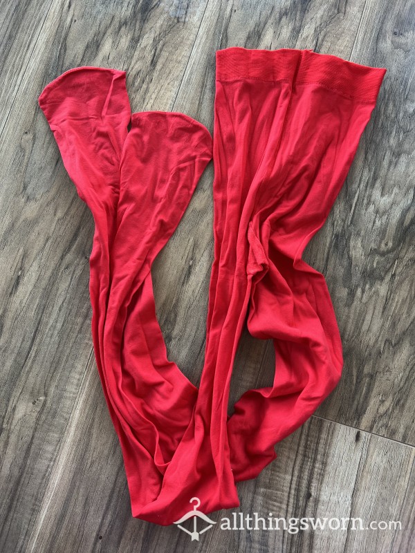 Bright Red Uk Size 18 XXL Pantyhose Tights