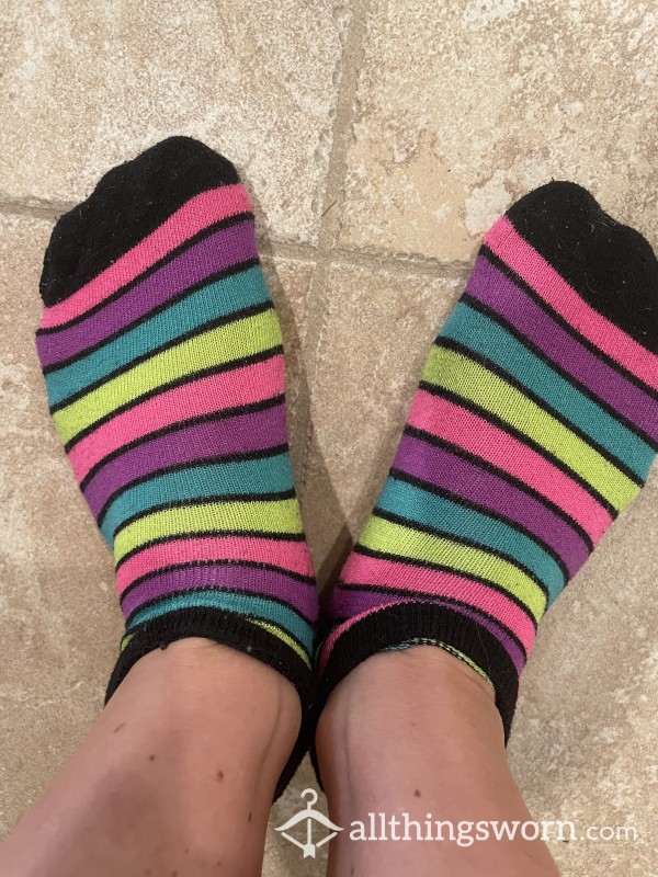 Bright Striped Ankle Socks