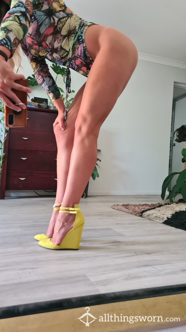 Bright Yellow High Heels, Worn Only A Few Times