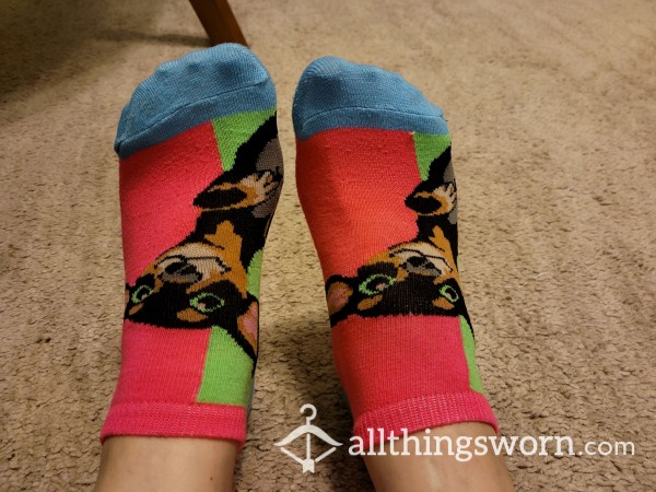 Brightly Colored Dog Ankle Socks