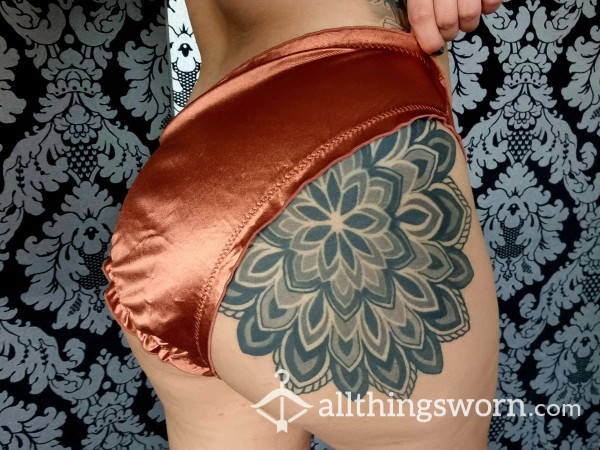 Bronze Silky Satin Fullback Panties Size L