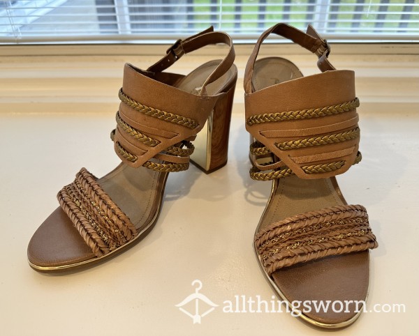 Brown Braided Leather Sandals