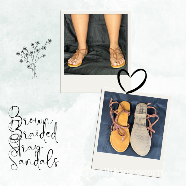 Brown Braided Strap Sandals Size 11