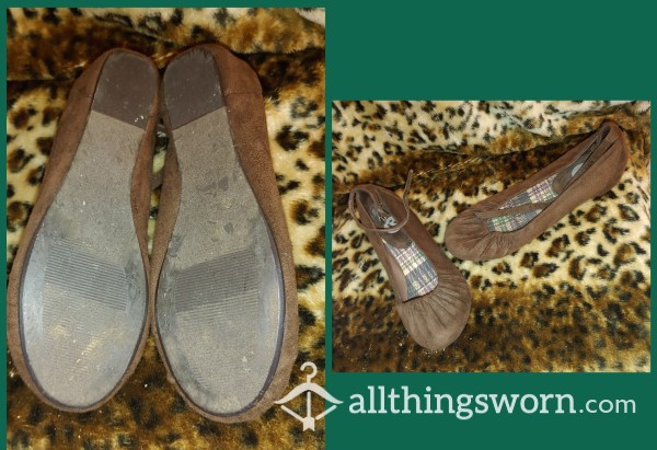 Brown Flats With Strap
