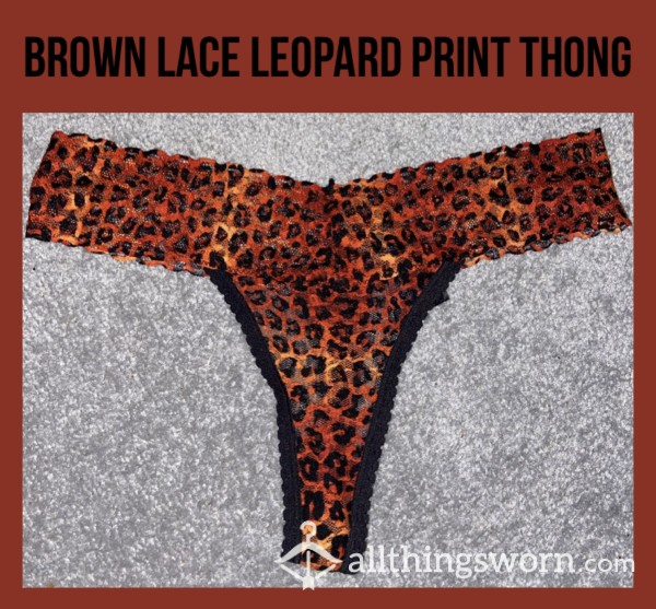 Brown Lace Leopard Print Thong🤎