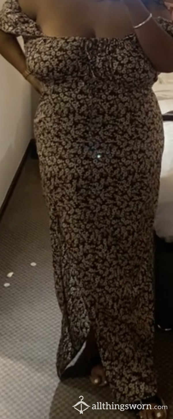 Brown Sexy Long Floral Dress