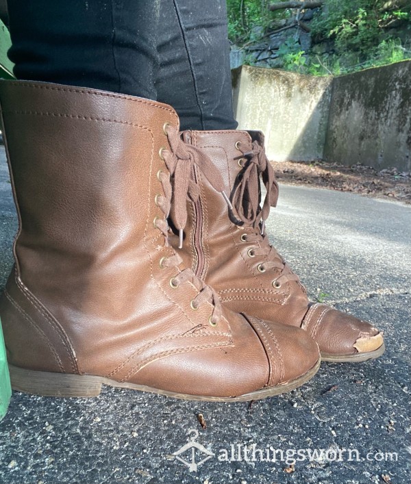 Brown Zip-Up Boots