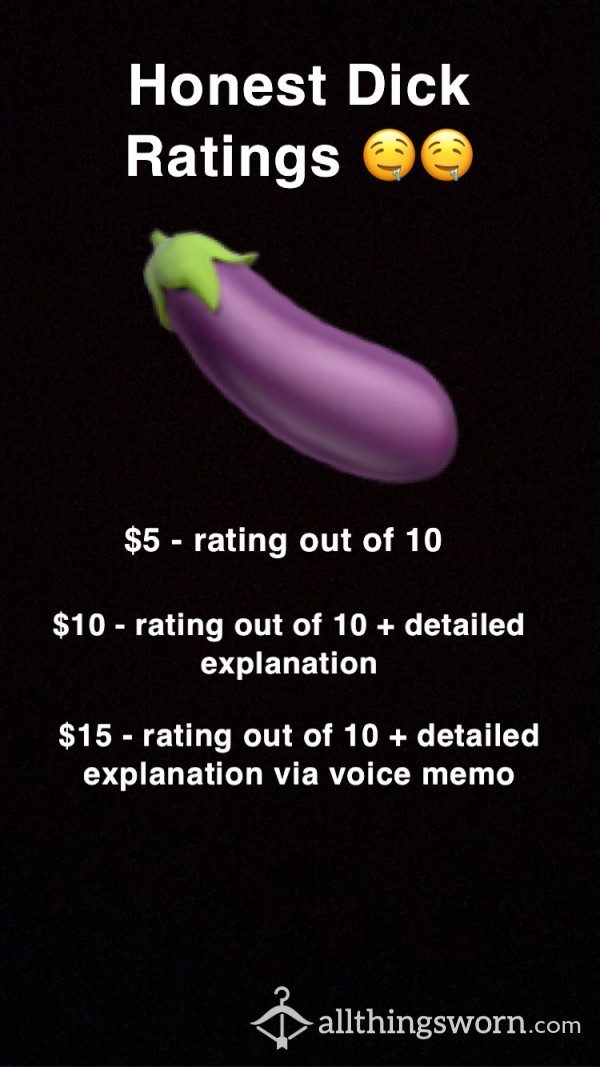 Brutally Honest Dick Ratings