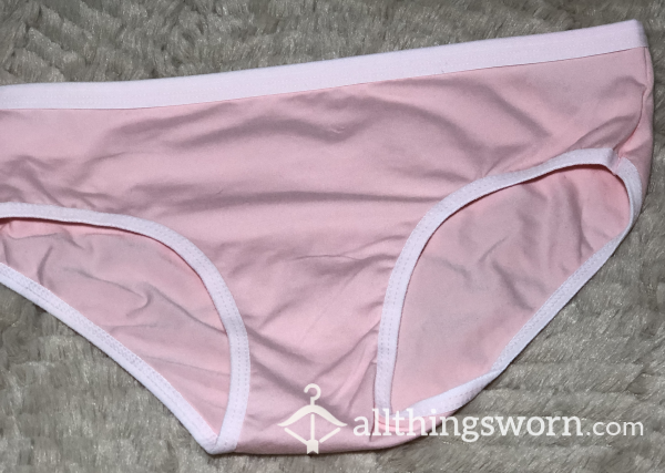 Bubble Gum Pink Bikini Panties With Light Pink Trim