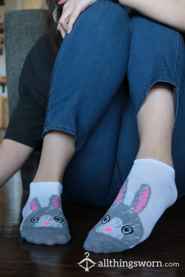 Bunny Rabbit White Ankle Socks