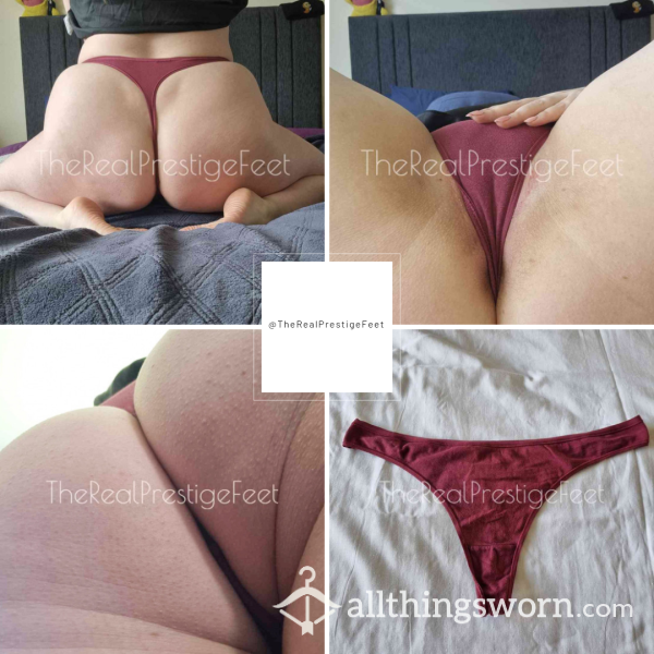 Burgundy Cotton Thong | Size 14-16 | Standard Wear 48hrs | Includes Pics | See Listing Photos For More Info - From £16.00