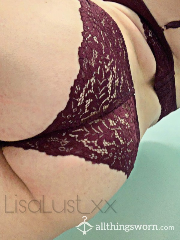 RED Lace Cotton Thong. Big Triangle, Well Worn & Ready To Be Customized 💋😈