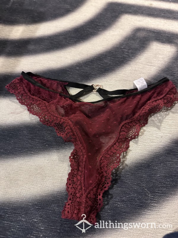 Burgundy Thong With Cut Out Back