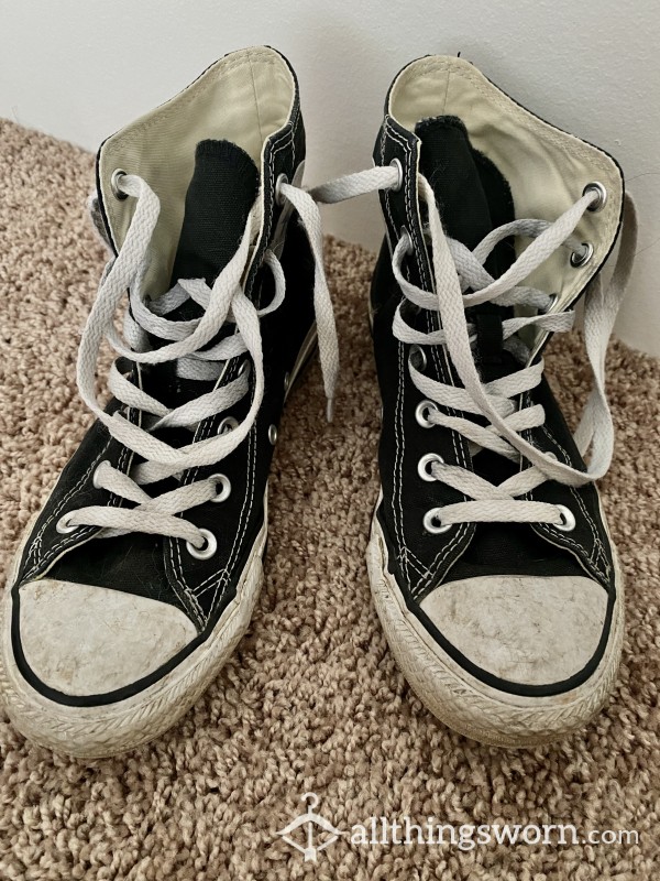 Busted Up Black Converse High Tops [FREE SHIPPING IN US]