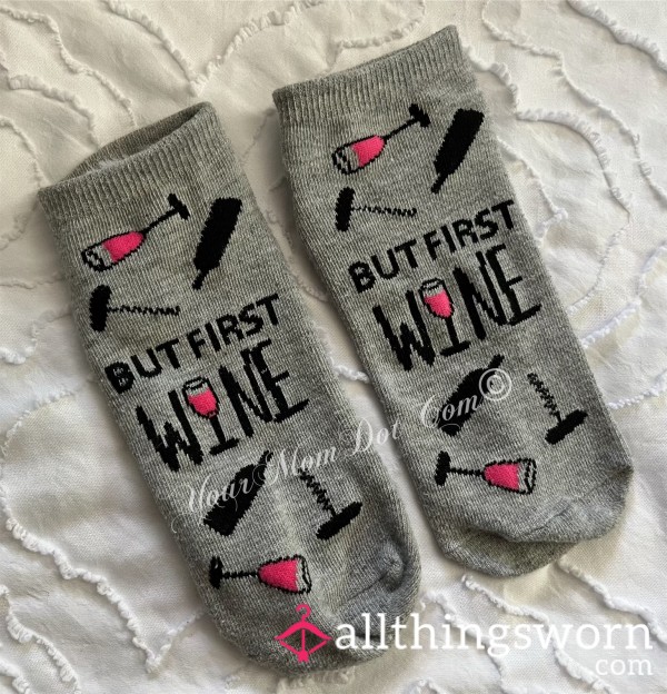 But First Wine Ankle Workout Socks