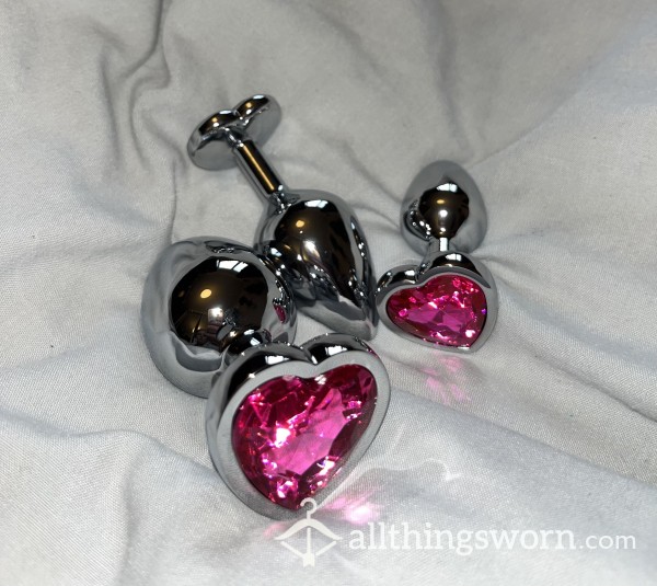 Butt Plugs With Pink Heart Gem S/m/l