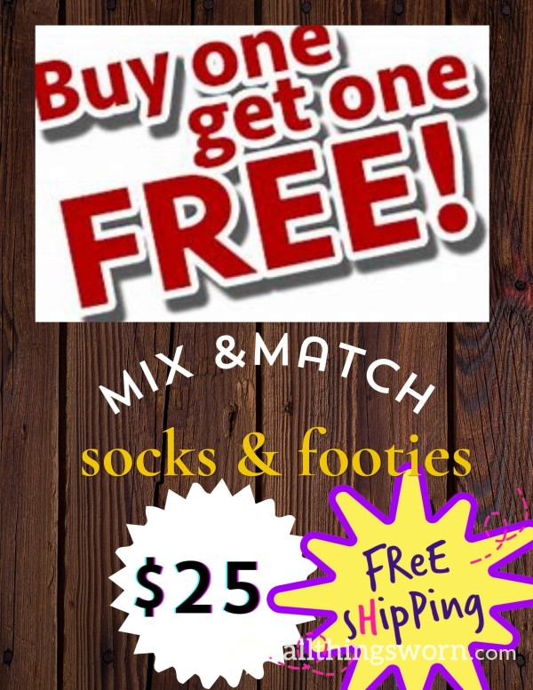 Buy 1, Get 1 Free Mismatched Socks & Footies