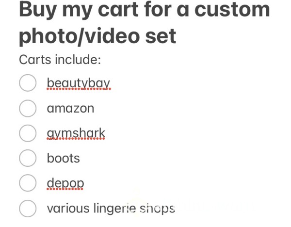 Buy My Cart For A Custom Photo/video Set