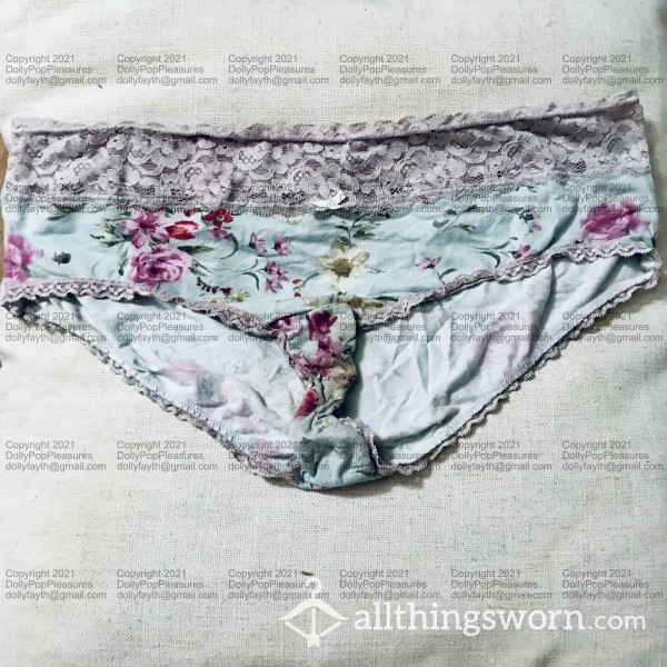 Cacique Cotton And Lace Bikini - Floral - 4 Years Worn & Stained - Travel Nurse Panties