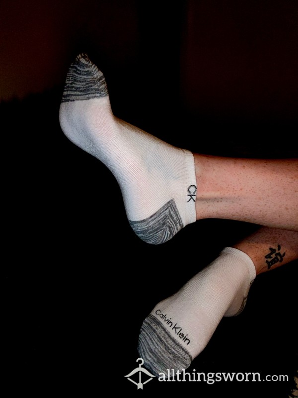 Calvin Klein Ankle Socks (White/Dark Gray)