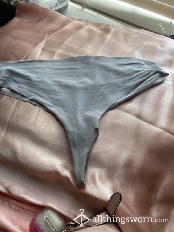 Calvin Klein Blue Thong SUPER Dirty From Being Creampied! Worn All Day With 4 Loads