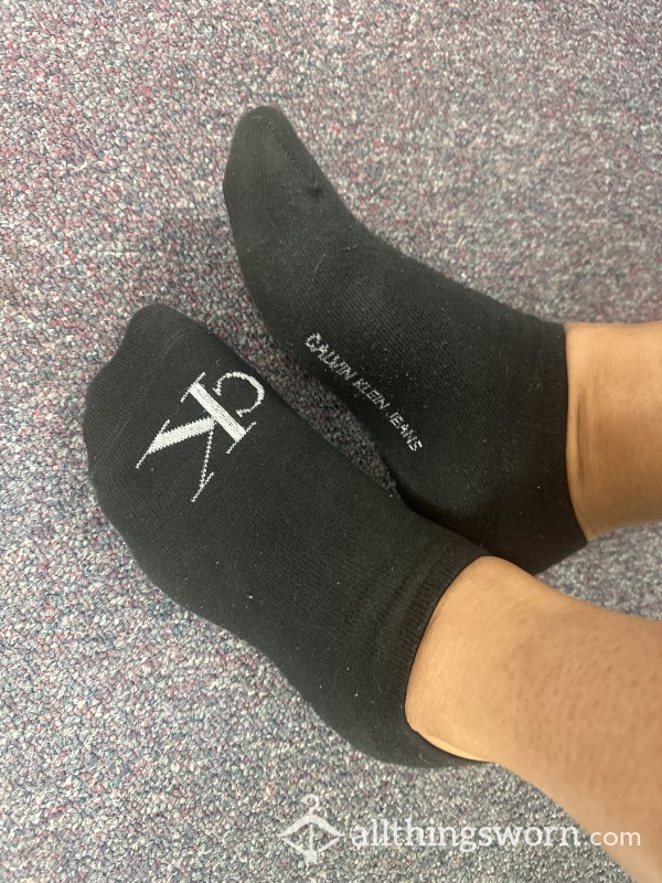 CALVIN KLEIN Socks, Worn In Boot Heels All Day In Front Of Heater!