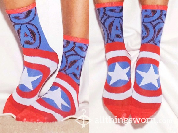 Captain America Socks (96hrs Worn)