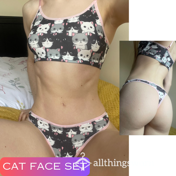 Cat Face Bra And Panty Set 🐱 Size Small