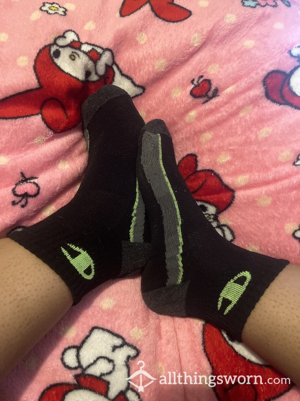 Champion Black And Neon Green Athletic Socks