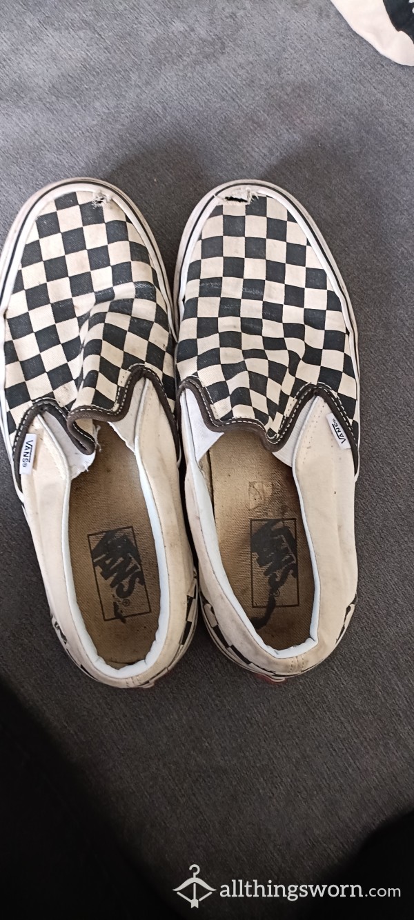 Checkered Vans Slip Ons