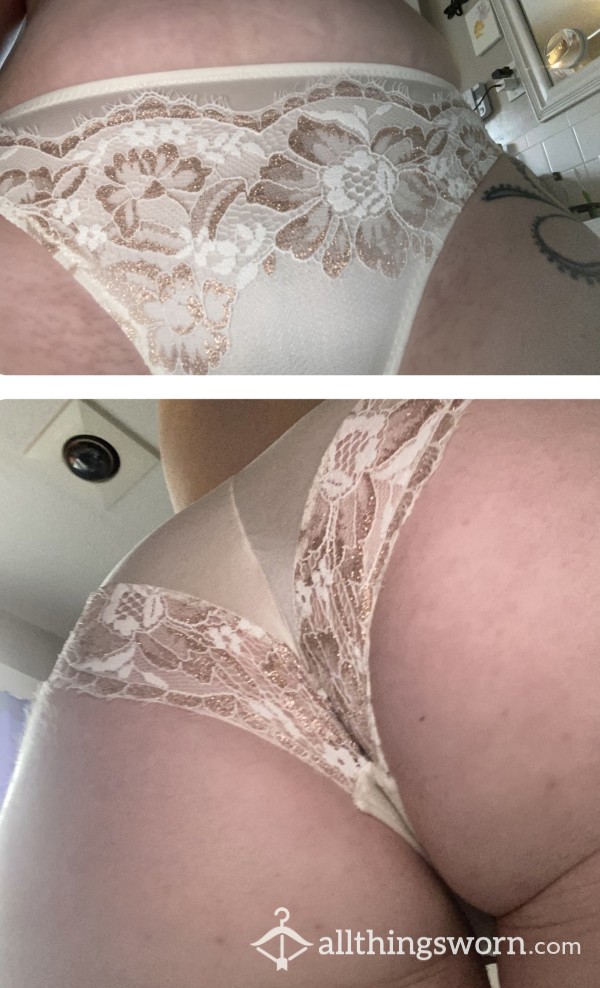 Cheeky Cream And Gold Lace Panties