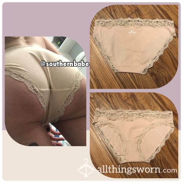 Cheeky DKNY Cotton Lace Nude Medium Worn To Order