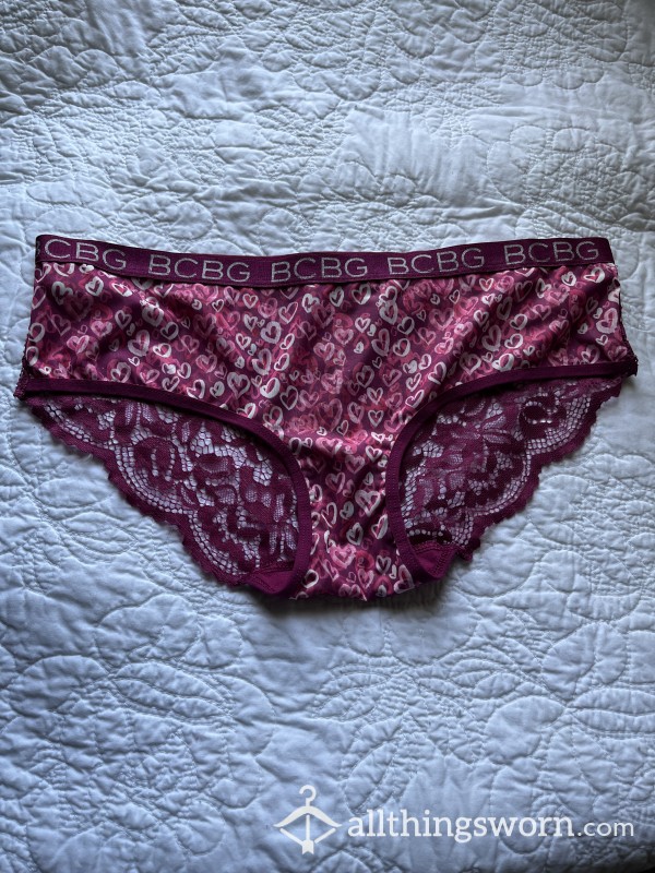 Cheeky Lace Pink And White Heart Printed Panties