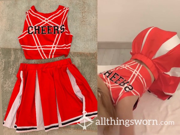 Cheerleader Costume ♥️🤍 + 10 Min Pre Made Video Of Me Bending/ Sucking Dildo/ Riding Dildo